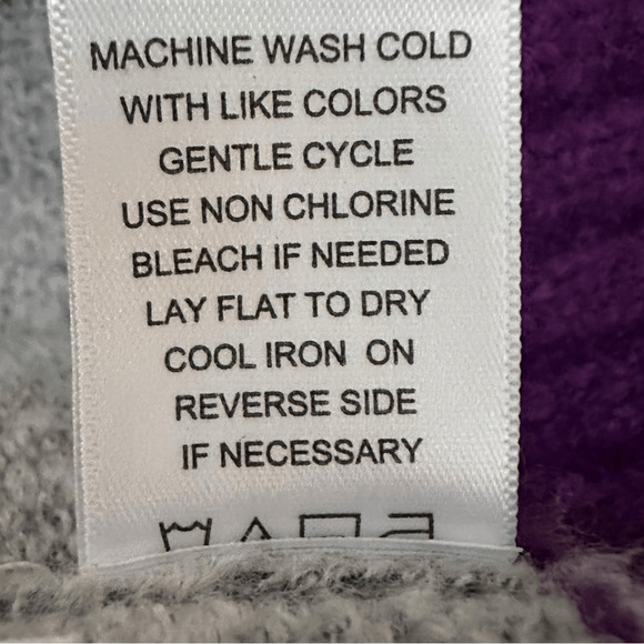 Tint & Shadow Women Petite M Fair Isle Sweater Gray Purple Crewneck Knit - Picture 5 of 8